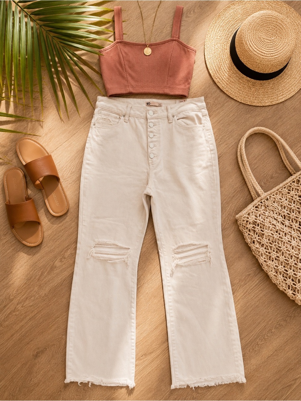 SO High Rise Kick Flare White Jeans Juniors Size 13 - Picture 4 of 4